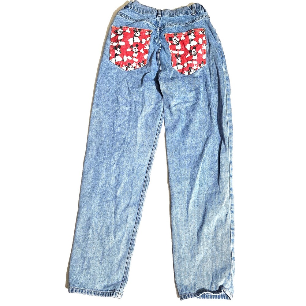 Vintage PULL&BEAR Disney Mickey Womens Elastic Waist Denim Jeans Size 6
